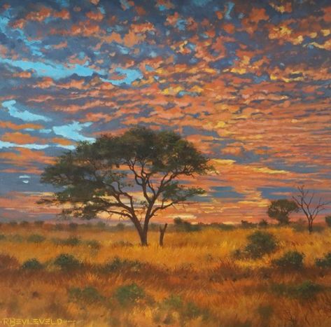 Africa Sunset, Plains Landscape, Africa Painting, Dramatic Sunset, African Landscape, African Plains, African Paintings, Jazz Art, Muse Art