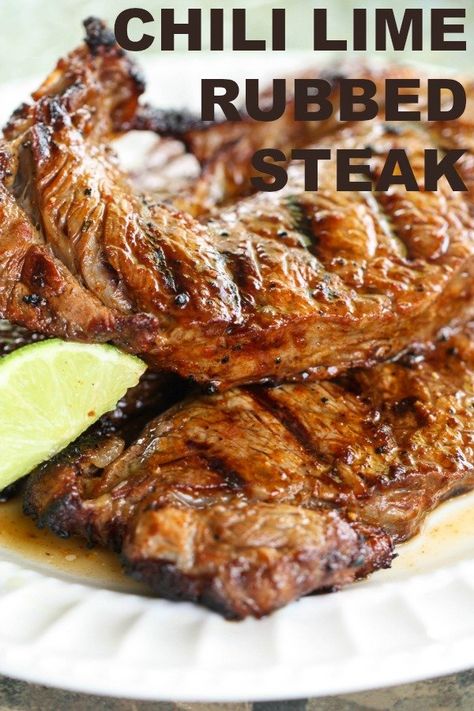 Chili Lime Rubbed Steak Recipe Cheap Grilling Recipes, Chicken Recipes Simple, Chicken Recipes Indian, Best Steak Seasoning, Chicken With Noodles, Simple Chicken Recipes, Lime Steak, Chicken Recipes Quick, Steak Rub Recipe