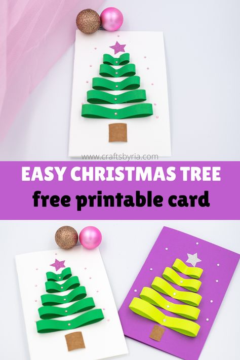 Christmas Card Wishes, Christmas Art For Kids, Christmas Cards Kids, Simple Christmas Cards, Christmas Card Art, Homemade Christmas Cards, Paper Christmas Tree, Christmas Card Crafts, Christmas Tree Cards