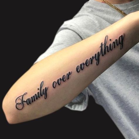 Family Is Everything Tattoo, Over Everything Tattoo, Family Over Everything Tattoo, Everything Tattoo, Best Tattoo Fonts, Memorial Tattoo Quotes, Tattoo Font For Men, Family Tattoos For Men, Tattoo Quotes For Men