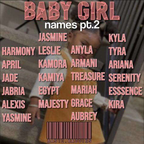 Cute Girl Names Black, Unique Baby Girl Names Black, Baby Girl Names Black, Baddie Baby Names, Black Names, Unique Nicknames, Mixed Baby Names, Black Baby Names, Black Baby Girl Names