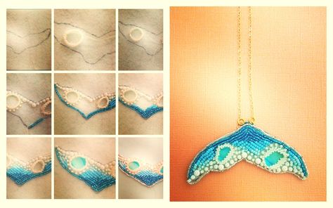 Whale tale bead embroidery Eleanor Pigman, Beaded Whale, Whale Tale, Seed Bead Art, Whale Tail Necklace, Beaded Necklace Tutorial, Lead Glass, Jewerly Beads, Toho Beads