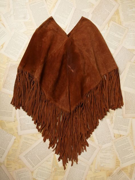 Leather Poncho, Vintage Fringe, Free Spirit, Ponchos, New Vintage, Tie Dye Skirt, Cold Weather, Sewing Projects, Throw Blanket