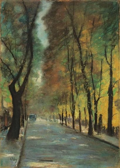 View HERBSTLICHE STRASSE IM TIERGARTEN (1920s) By Ury Lesser; Pastel on cardboard; 19 7/8 x 14 1/4 in; Signed; . Access more artwork lots and estimated & realized auction prices on MutualArt. Lesser Ury Paintings, Lesser Ury, Giovanni Boldini, Master Art, Impressionist Artists, Homeschool Art, Impressionism Painting, German Art, Impressionist Art