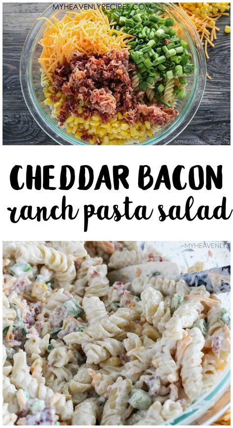 Cheddar Bacon Ranch Pasta, Bacon Pasta Salad, Bacon Ranch Pasta, Bacon Ranch Pasta Salad, Ranch Pasta Salad, Ranch Pasta, Pasta Side Dishes, Pasta Sides, Cold Pasta Salad