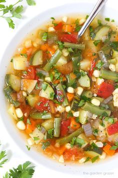 Garden Vegetable Soup Garden Grazer, Garden Vegetable Soup, Lentil Vegetable Soup, Vegetable Soup Recipe, Soup Easy, Garden Vegetable, Vegetable Soup Recipes, Veggie Soup, Vegan Soups