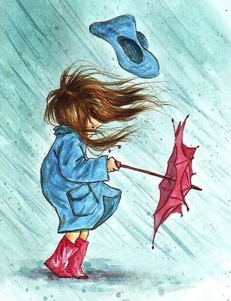 Umbrella Drawing, London Painting, Couple Painting, Umbrella Art, Windy Weather, Red Umbrella, Childrens Illustrations, In The Rain, Rainy Days