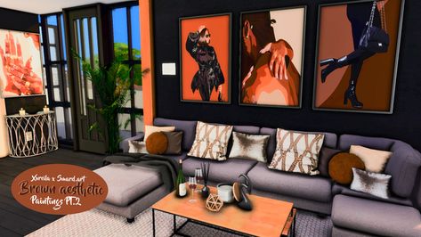 Art Brown Aesthetic, Custom Sims, Sims 4 Builds, Aesthetic Paintings, Sims Baby, Sims 4 Body Mods, Art Brown, Sims 4 Cc Furniture, Sims 4 Build