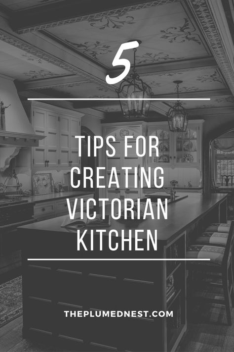 30+ Victorian Kitchen Design Ideas You Must See (Photo & Tips) - Page 2 of 2 - Painted Kitchen Cabinets Victorian, Victorian Home Kitchen Remodel, Modern Victorian Decor Kitchen, Victorian Kitchen Wallpaper, Victorian Kitchen Aesthetic, Small Victorian Kitchen, Victorian Kitchen Design, Victorian Kitchen Ideas, Country Victorian Decor