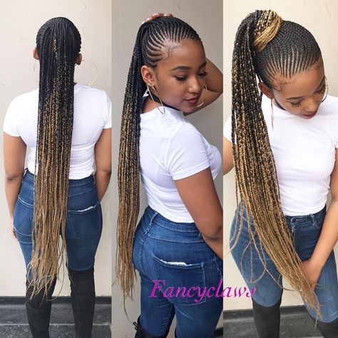 Fancyclaws on Instagram: “#braids #hairstyles #hair #hairsalon #braidsgang #braidstyles #hairextensions #afro #afrohair #naturalhair #naturalbeauty #blackgirlmagic” Straight Up Hairstyles, Crop Hair, African Hair Braiding Styles, Braided Cornrow Hairstyles, Braided Ponytail Hairstyles, Cool Braid Hairstyles, Cool Braids, Girls Hairstyles Braids, Natural Hair Styles Easy