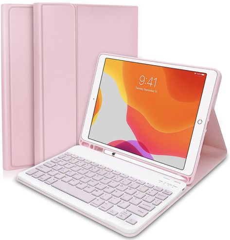 Keyboard Case for iPad 10.2 8th Gen 2020 / iPad 7th Gen 2019 / iPad Air 3rd Gen 10.5 2019 / iPad Pro 10.5 Inch 2017 - Slim Protective Case with Apple Pencil Holder Wireless Detachable Keyboard (Pink): Amazon.co.uk: Computers & Accessories Keyboard Pink, Ipad Pink, Rose Gold Ipad, Apple Pencil Case, Ipad Keyboard Case, Cute Ipad Cases, Ipad Accessories, Apple Pencil Holder, Ipad 5