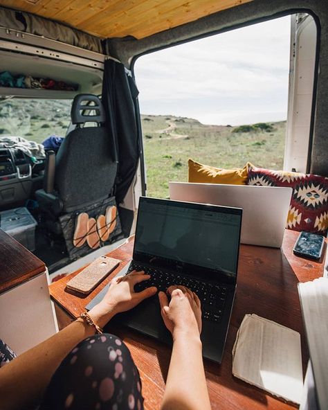 Office with a view. Portugal Vanlife Remote working from our laptop with one of the best backyards you can ask for! two travelers & a van (@salty.roamers) • Instagram-Fotos und -Videos Best Backyards, Vanlife Inspiration, Van Life Aesthetic, Van Life Blog, Office With A View, Vans Aesthetic, Office View, Van Travel, Work Vision Board