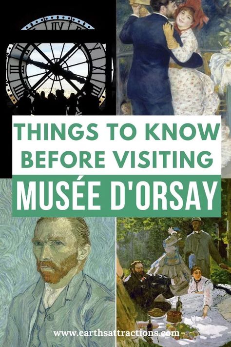 Things to know before visiting Musée d'Orsay, Paris, France. This article includes the best Orsay Museum travel tips to help you have an amazing visit! Discover what you need to know before going to the Orsay Museum. Read the article now and save this pin to your boards! #museedorsay #paris #paristips #orsay #orsaytips #traveltips #france #europe #museum #orsaymuseum #parismuseum #earthsattractions Europe Museum, Orsay Museum, Paris Tips, Musee D Orsay, Paris Travel Tips, Paris France Travel, Museums In Paris, Visit France, Travel Europe