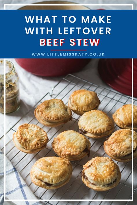 WHAT TO MAKE WITH LEFTOVER BEEF STEW - including these adorable beef stew hand pies! Leftover Stew Ideas, Leftover Beef Stew Recipes, Leftover Beef Stew What To Do With, Beef Stew Leftover Ideas, What To Make With Stew Meat Besides Stew, What To Do With Stew Meat Besides Stew, Beef Stew With Pastry Top, Beef Stew Pie, Beef Stew Pot Pie