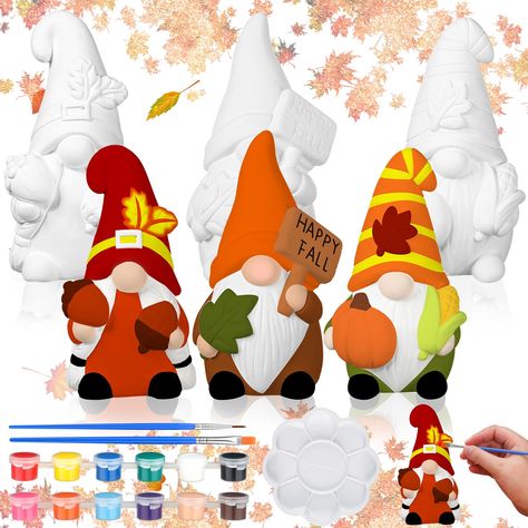 PRICES MAY VARY. Set Includes: when you get this gnome painting kit, you will receive a full set including 3 ceramic gnomes to paint, 2 paintbrushes, 1 color palette and 12 acrylic paint strips; Whether a beginner or an experienced artist, this kit suffices your DIY painting needs Gnome Set Size: each gnome measures about 4 inches/ 10.16 cm, offering an ample space to you to manifest your flowing creative ideas; The ceramic gnome includes three adorable gnomes to paint, each gnome in attractive Gnomes To Paint, Candy Corn Gnome, Ceramic Gnomes, 1 Color Palette, Gnome Painting, Shark Craft, Gnome Paint, Fall Gnomes, Ready To Paint Ceramics