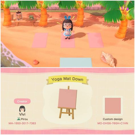 Made some simple yoga mats for my beach! : ACQR Acnh Yoga, Yoga Area, Simple Yoga, Yoga Mats Best, Nerd Herd, Qr Codes Animal Crossing, Acnh Inspo, Yoga Iyengar, New Animal Crossing