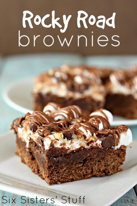 Rocky Road Brownies Recipe, Rocky Road Brownies, Rocky Road Fudge, Resep Brownies, Best Brownie Recipe, Brownie Toppings, Delicious Brownies, Best Brownies, Rocky Road