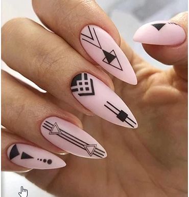 Edgy Winter Nails 2023-2024: 17 Daring Ideas - thepinkgoose.com Black Geometric Nails, Plum Nails, Brown Nails Design, Geometric Nail Art, Wow Nails, Lace Nails, Matte Nails Design, Geometric Nail, Thanksgiving Nails