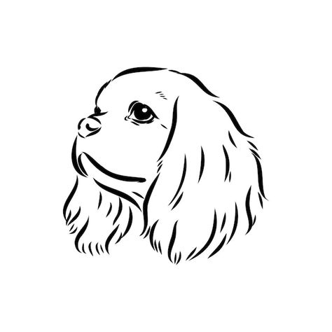 Embroidered Hats Ideas, Small Dog Tattoos, Minimal Tattoo Ideas, Dog Line Drawing, Cavalier Dog, Cavalier King Charles Dog, Ghost Tattoo, King Charles Dog, King Tattoos