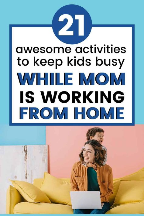 21 Awesome Activities to Keep Your Kids Busy While You Work from Home - Here are some activities to keep your children happy and busy so you can keep your sanity while working from home. Includes free printable checklist of activity ideas for kids. Boredom busters for kids. independent activites. How to work from home with kids. With free printable checklist. Activities To Keep Kids Busy, Activity Ideas For Kids, Boredom Busters For Kids, Keeping Kids Busy, Keep Kids Busy, Mom Schedule, Independent Activities, Mom Life Hacks, Quiet Activities