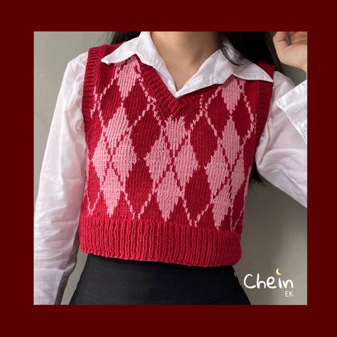 Argyle Vest tutorial Argyle Vest, Argyle Sweater Vest, Crochet Case, Fashion Terms, Knit Vest Pattern, Argyle Sweater, Kawaii Crochet, Crochet Winter, How To Start Knitting