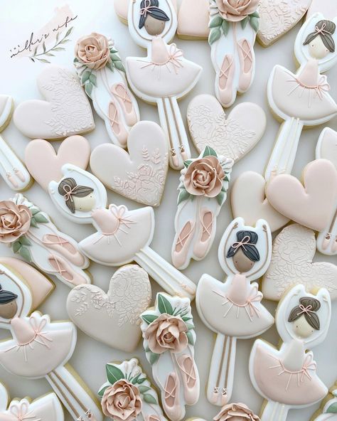 Ballet Cookies, Sugar Cookie Recipe For Decorating, Heart Shaped Cookie, Ballerina Cookies, Sugar Cookies With Royal Icing, Decorating Business, Ballet Birthday Party, Icing Recipes, Cookies With Royal Icing