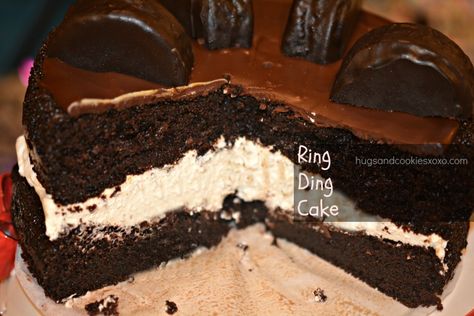 Ring Ding Layer Cake - Hugs and Cookies XOXO Ring Ding Cake Recipe, Ring Ding Cake, Super Moist Chocolate Cake Recipe, Moist Chocolate Cake Recipe, Super Moist Chocolate Cake, Inside Cake, Chocolate Cake Recipe Moist, Stabilized Whipped Cream, 2 Cake