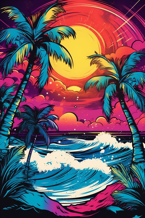 Sun Graffiti, Beach Sublimation, Beach Vector, Synthwave Art, Graffiti Style Art, Event Poster Design, Cellphone Wallpaper Backgrounds, 1 Tattoo, Art Wallpaper Iphone