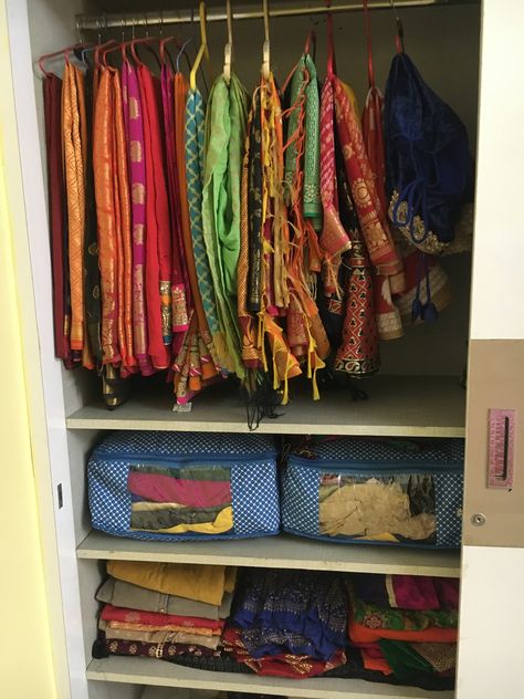 Wardrobe Organization Indian Wadrobe Clothes Organization, Wadrobe Clothes Organization, Saree Wardrobe Organisation, Wadrobe Clothes, Closet Organisation, Wardrobe Organization, Steel Wardrobe, Indian Closet, Wardrobe Interior