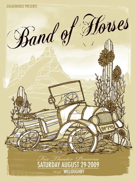 Band Of Horses, Fox Theater, Music Concert Posters, California Poster, Warner Music Group, Concert Poster, Expressive Art, Tour Posters, Rock Posters