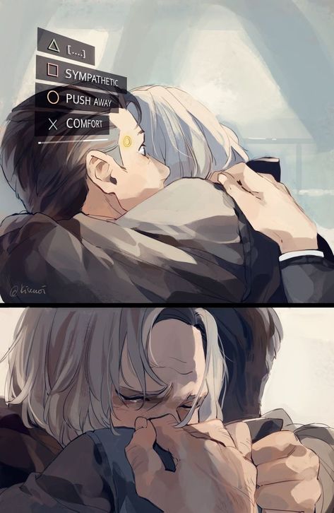 Dbh detroit become human fanart Hank Connor hug Hank Connor, 28 Stab Wounds, Connor And Hank, Hank X Connor, Detroit Art, Detroit: Become Human, Game Ps4, Connor Dbh, Dbh Connor