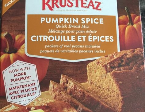 Krusteaz Pumpkin Spice Recipes, Spice Quick Bread, Pumpkin Bread Mix, Pumpkin Spice Bread, Costco Meals, Pumpkin Spice Recipe, Healthy Nuts, Vanilla Cake Mixes, Bread Mix