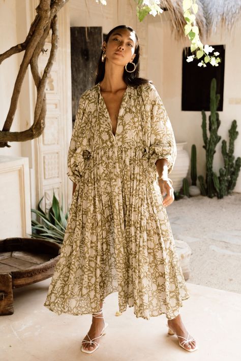 Kyra Midi Dress ~ Olive Daughters Of India, India Dress, Floral Print Dress Long, Beautiful Summer Dresses, Office Dresses For Women, Most Beautiful Dresses, Autumn Dress, Midi Length Dress, Plus Dresses