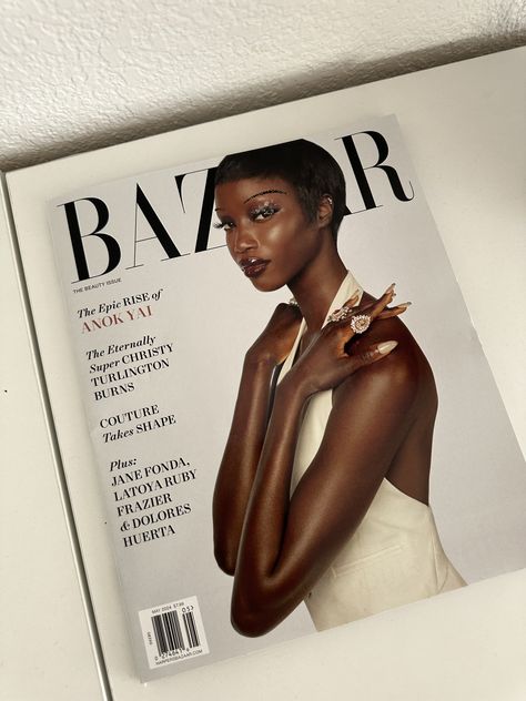 african american black female model bazaar aesthetic minimal fashion magazine cover luxury white designer Vogue Cover Black Woman, African Magazine Cover, African Models Female, Model Vision Board, Bazaar Aesthetic, Black Model Editorial, African American Aesthetic, Aesthetic Feminine, Vogue Photoshoot