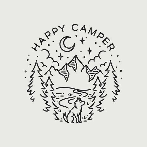 Camper Svg, Illustration Vintage, Svg Silhouette, Trendy Tattoos, Happy Camper, 로고 디자인, Cricut Svg, 그림 그리기, Drawing Inspiration