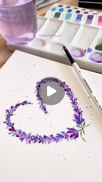 Watercolour Tutorials Beginner, Acquarelli Ideas, Watercolor Art Projects, Watercolor Art Flowers, Watercolor Crafts, Diy Watercolor Cards, Watercolor Doodles, Watercolor Mug, Watercolor Hydrangea