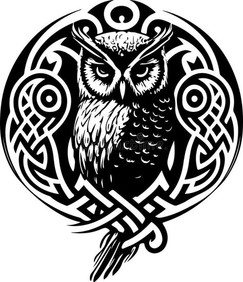 Tattoo Owl Stock Illustrations – 9,403 Tattoo Owl Stock Illustrations, Vectors & Clipart - Dreamstime - Page 5 Owl Stencil Templates, Owl Tattoo Stencil, Celtic Owl Tattoo Design, Celtic Owl Tattoo, Tattoo Owl, Wildlife Drawing, Celtic Owl, Cute Owl Tattoo, Stitch Fiddle