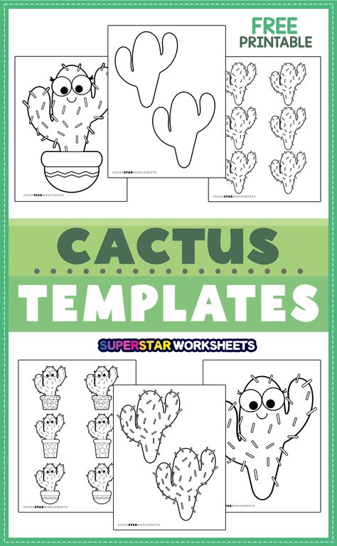 Desert Animal Bulletin Board, Cactus Template Free Printable, Desert Animals Printable, Plants Cutout, Desert Classroom, Cactus Shapes, Cactus Template, Cactus Outline, Paper Cactus