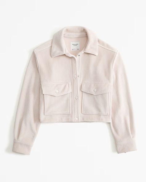 Women's Cropped Corduroy Velour Shirt Jacket | Women's Coats & Jackets | Abercrombie.com Crop Corduroy Jacket, Shirt Jacket Womens, American Clothing, Corduroy Fabric, Fall 2023, Corduroy Jacket, Women's Coats & Jackets, Women's Coats, Jacket Women