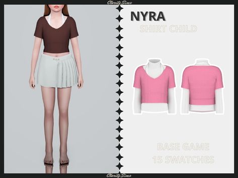 Nyra - Shirt Child | Clarity Sims Sims 4 Long Sleeve, Clarity Sims, Sims 4 Cc Clothes, Sims 4 Children, Children Top, Los Sims, Sims 4 Cc, Sims 4 Custom Content, 4 Kids