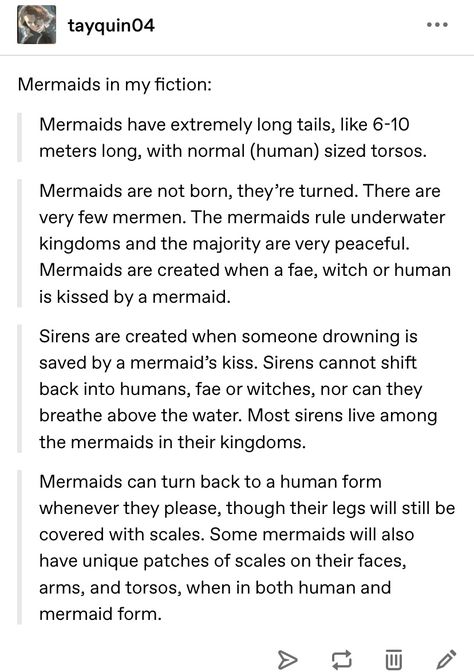 Mythology Writing Prompts, Mermaid Writing Prompt, Magic Writing Prompts, Mermaid Prompts, Fantasy Plot Ideas, Mermaid Writing, Fantasy Tropes, Mermaid Mythology, Mermaid Stories