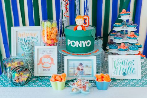 LA Ponyo Cakes, Ponyo Theme Party, Ponyo Themed Bedroom, Ponyo Decor, Ponyo Room Decor, Ponyo Anime, Studio Ghibli Party, Play Doh Party, Totoro Party