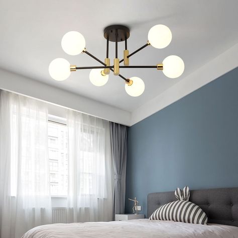 White Glass Semi-Flush Mount Chandelier 4-Light Ceiling Light Transitional Cottage, White Glass Chandelier, Semi Flush Mount Chandelier, Low Ceiling Lighting, Light Temperature, Flush Mount Chandelier, Game Rooms, Semi Flush Lighting, Glass Globes