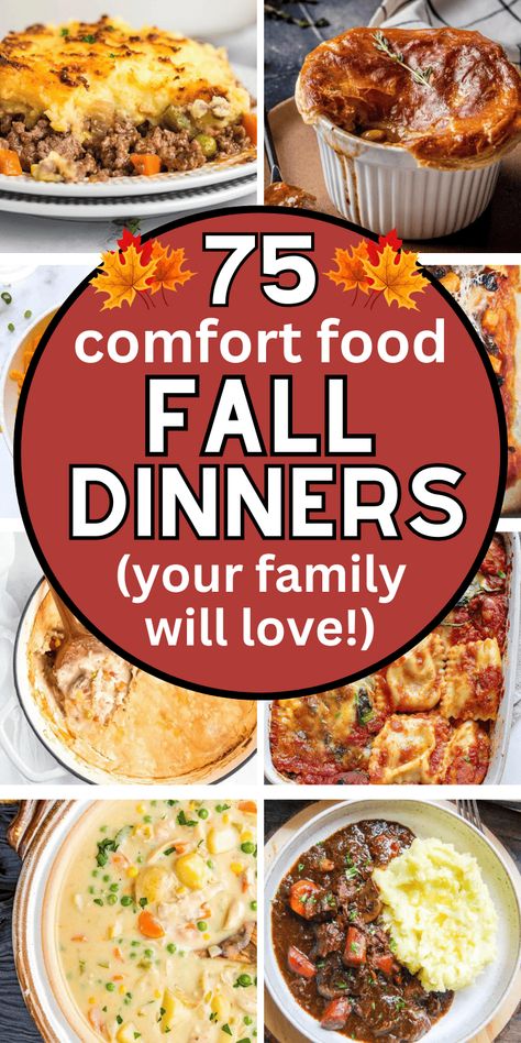 Fall Family Favorite Meals, Few Ingredient Fall Recipes, Ez Dinner Ideas, Sunday Dinner Comfort Foods, Comforting Dinner Ideas, Rv Thanksgiving Dinner, Winter Family Recipes, Chilly Weather Dinner Ideas, Winter Time Meals