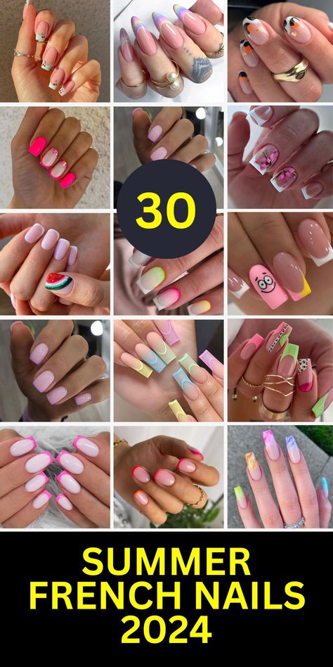 Get your nails summer-ready with over 90 stunning nail color ideas for 2024, all available on Amazon! From vibrant neons to elegant neutrals, find the perfect shades to make your manicure pop. Click to explore top-rated nail polishes, read reviews, and shop your favorites. Shine bright and stay trendy all summer long! 💖 #SummerNails #AmazonTrends #2024NailColors 🌸🛍️ French Colour Nails Art Designs, Nails With Tips Colored, Color Tips Nails Acrylic, French Tip And Solid Nails Combo, Summer Nail Tips Ideas, Summer Tip Nails, Summer French Manicure Designs, Nail Tip Designs French, Summer French Nails 2024