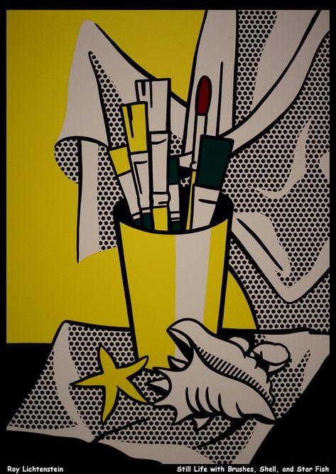 Roy Lichtenstein Still Life with ... Roy Lichtenstein Still Life, Roy Litchenstein Art, Pop Art Art Lesson, Pop Art Still Life, Pop Art Lichtenstein, Roy Lichtenstein Art, Roy Lichtenstein Pop Art, Lichtenstein Pop Art, 8th Grade Art