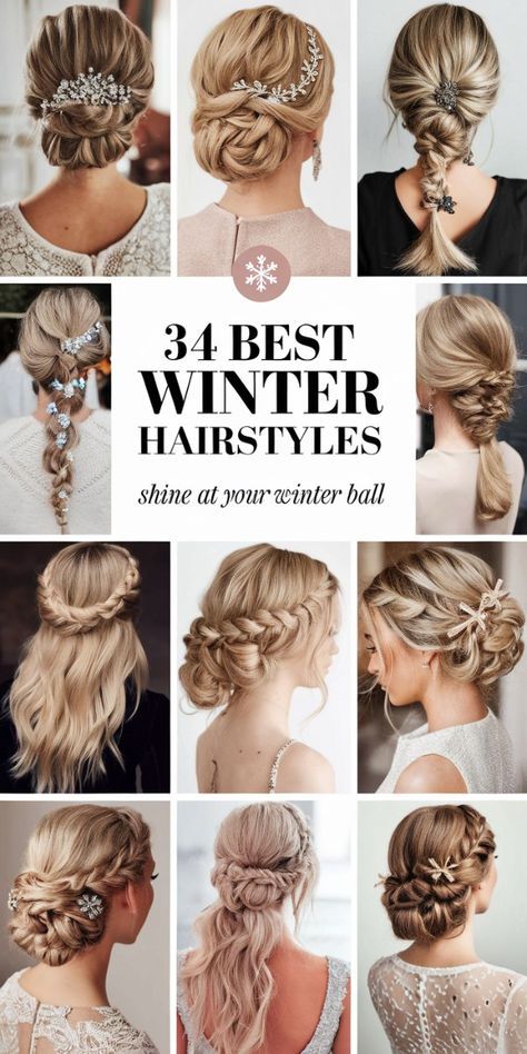 December Wedding Hairstyles, Winter Formal Updos, Winter Wonderland Hairstyles, Short Curly Hair With Braids, Winter Ball Hairstyles, Holiday Party Updo, Formal Hairstyles For Curly Hair, Curly Hair With Braids, Winter Wedding Hairstyles