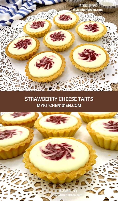 A delicious take on the classic cheese tart, featuring a rich pastry base filled with sweet strawberry and cream. #tarts #strawberry #recipe #cheesetart Tarts Strawberry, Cream Tarts, Strawberry Recipe, Strawberry And Cream, Homemade Strawberry Jam, Cheese Tart, Cream Cheese Eggs, Cheese Tarts, Cream Cheese Filling