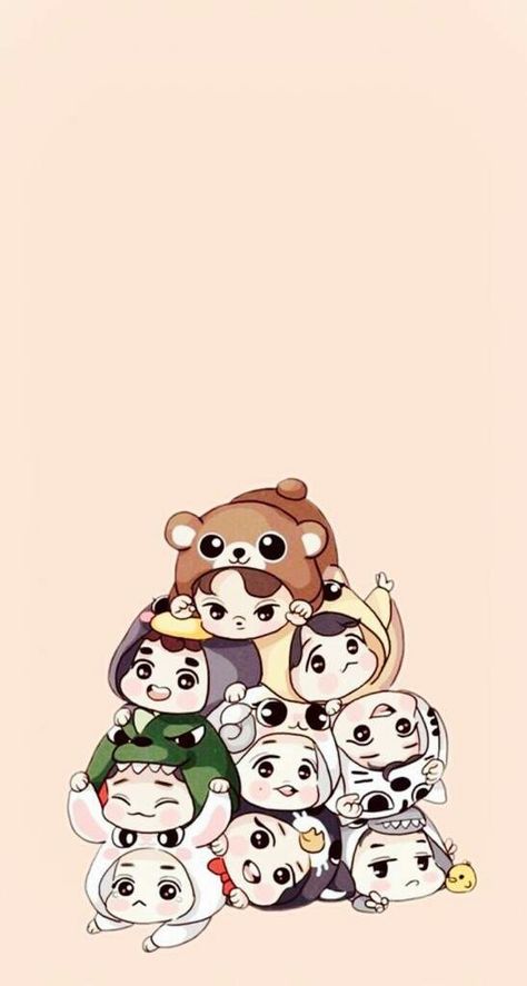 Exo Chibi Wallpaper, Exo Cartoon Wallpaper, Exo Fanart Wallpaper, Top Notch Wallpaper, Notch Wallpaper, Exo Cartoon, Exo Chibi Fanart, Exo Logo, Exo Anime