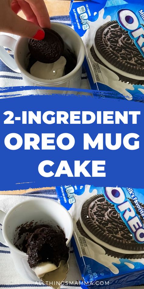 This popular Oreo Mug Cake that went viral on TikTok proves that anyone can make a cake in minutes! This 2-ingredient easy chocolate cake recipe will blow your mind!    Using only two ingredients – Oreo cookies and milk, it really is one of the simplest cake recipes you can make. Scratch that – it IS the easiest cake recipe you can make. Oreo Mug Cake Recipe, Oreo Fluff Dessert, Oreo Mug Cake, Oreo Mug, Easy Chocolate Cake Recipe, Oreo Cookie Cake, Easy Mug Cake, Chocolate Oreo Cake, Mug Cake Recipe